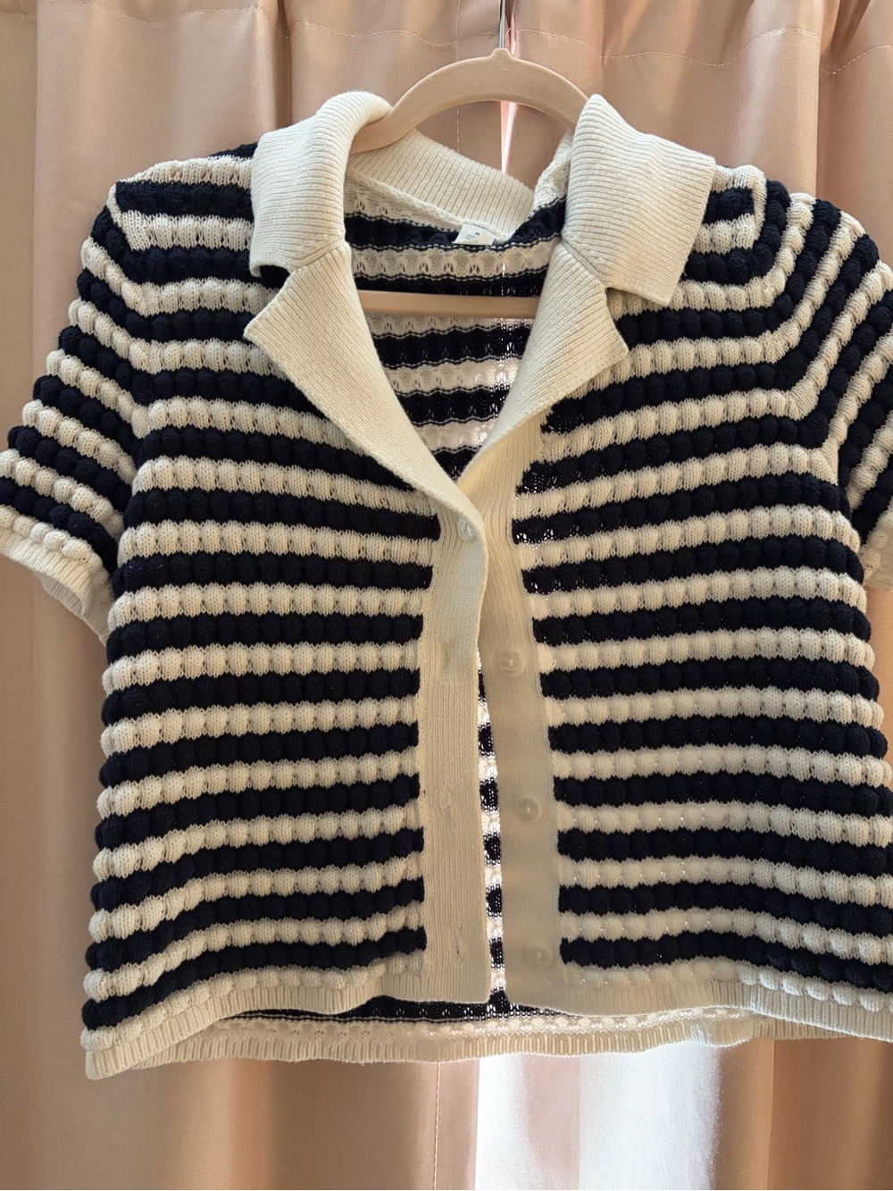 Striped Knit Polo Cardigan